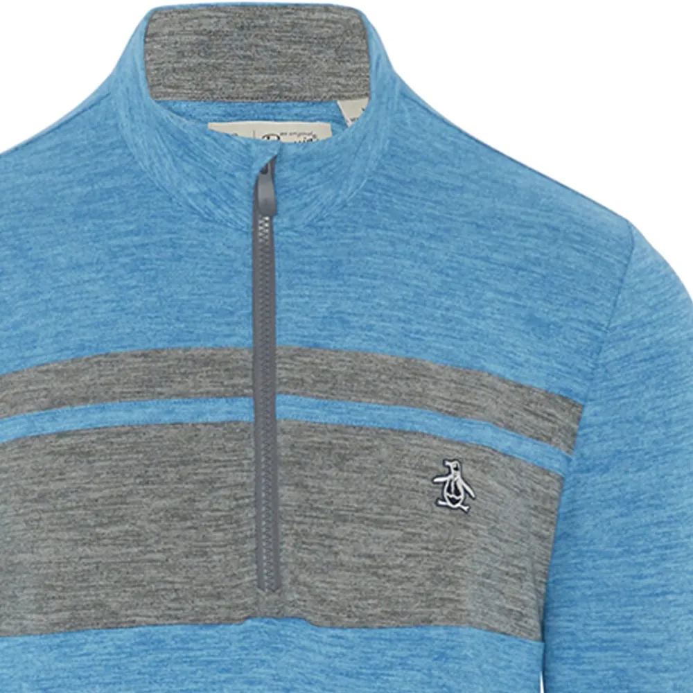 Deal Of The Century Original Penguin Lightweight 1/4 Zip Pullover - Dark Mediterranean/Blue Heather