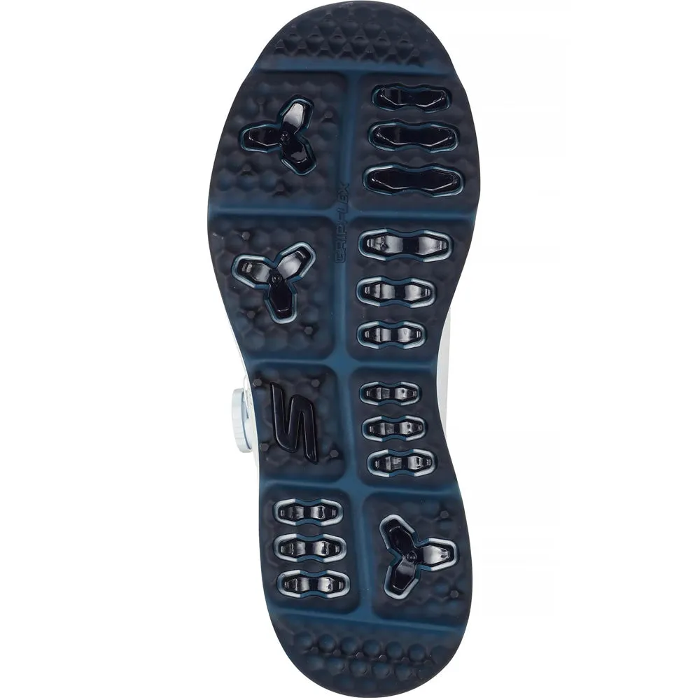 The Fast Lane Choice Built to Perform Skechers Elite 5 Slip-Ins Spikeless Waterproof Shoes - White/Navy
