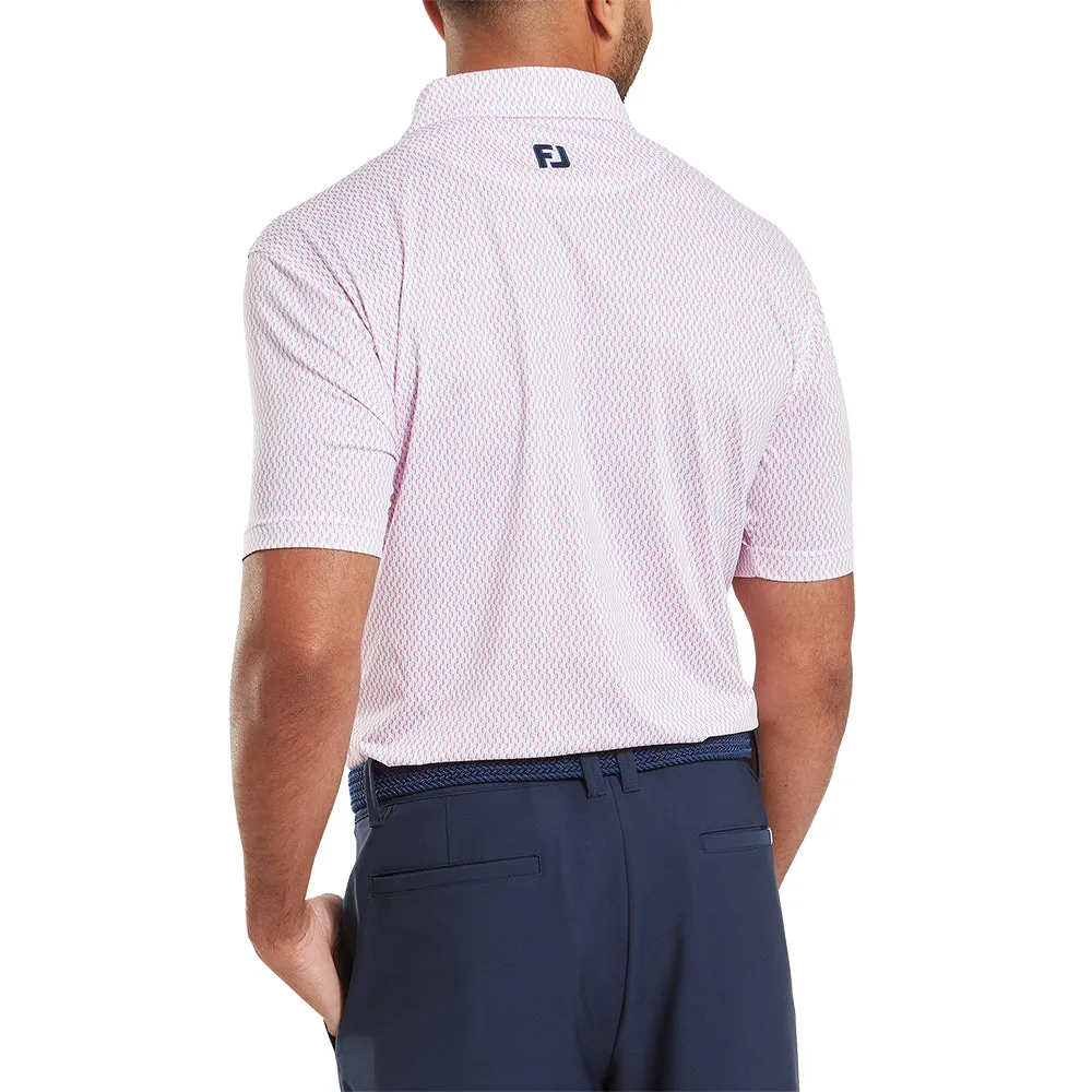 Footjoy Wiggle Print Lisle Polo Shirt - White/Skyway/Pink Lemonade Dress from the Feet Up