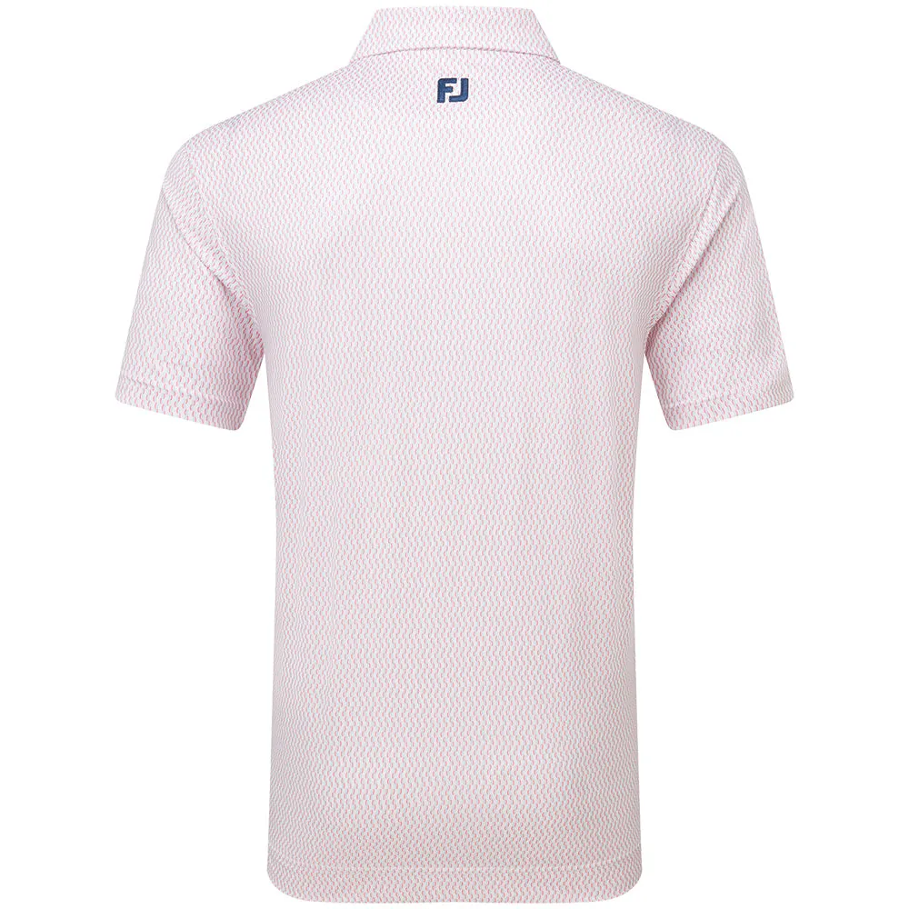Footjoy Wiggle Print Lisle Polo Shirt - White/Skyway/Pink Lemonade Steal Own the Streets