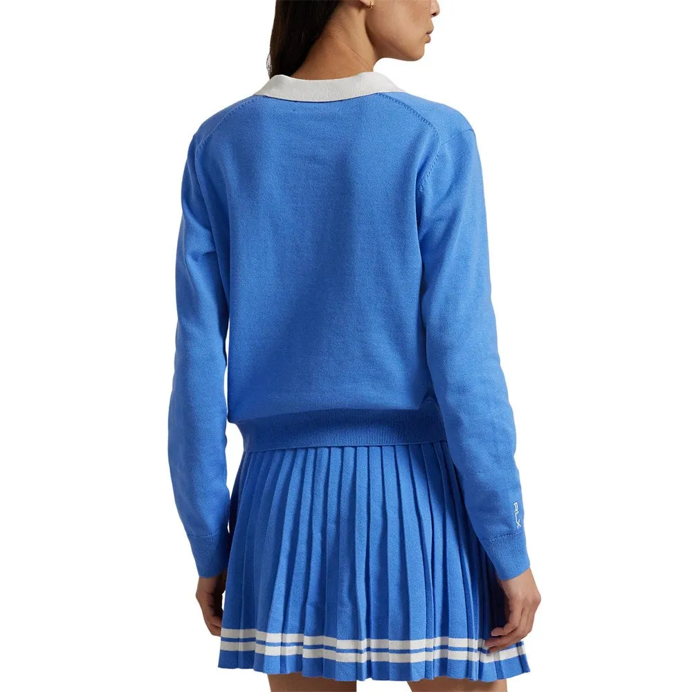 Not for the Ordinary Rlx Ralph Lauren Women'S Performance Polo Collar Sweater - Summer Blue/Ceramic White