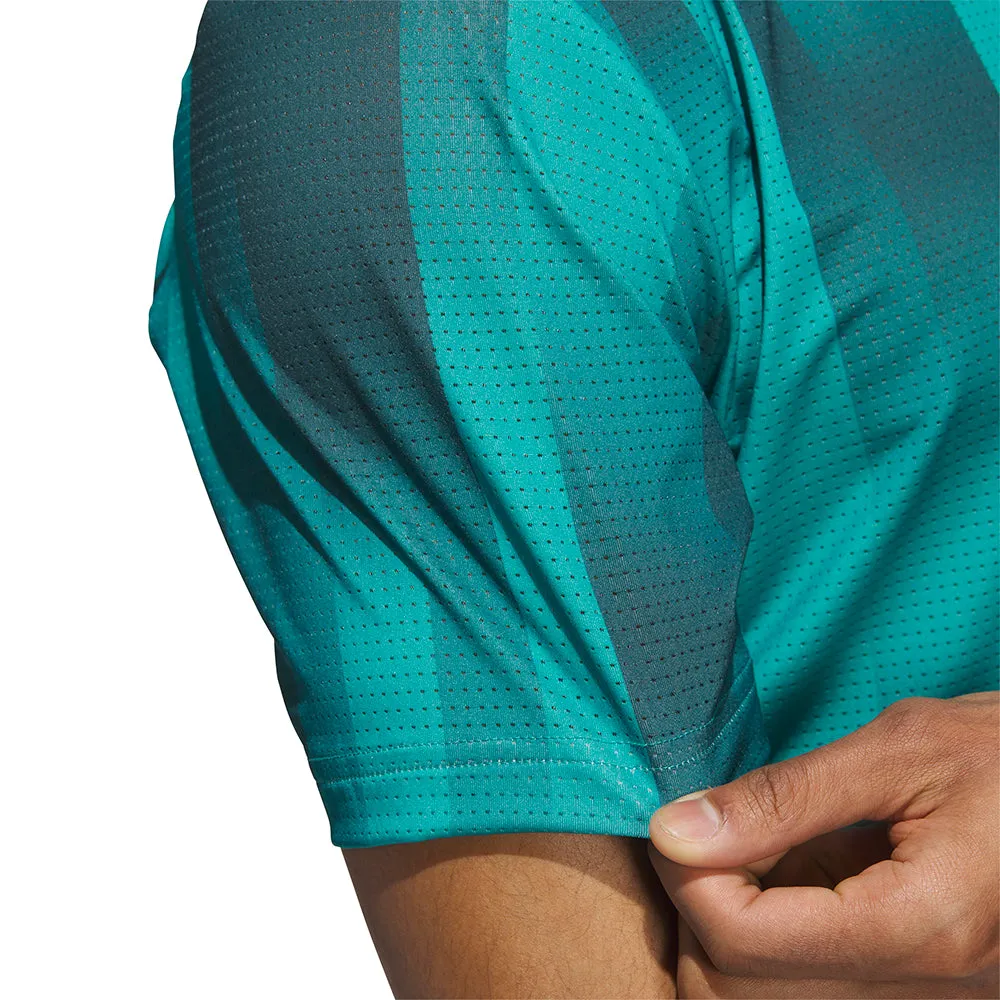 Christmas Day Sale Labor Day Sale Adidas Ultimate365 Mesh Radiant Print Polo Shirt - Pure Teal/Aurora Ivy