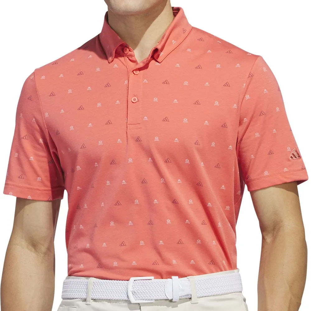 Stride with Confidence Adidas Go-To Print 2 Polo Shirt - Preloved Scarlet