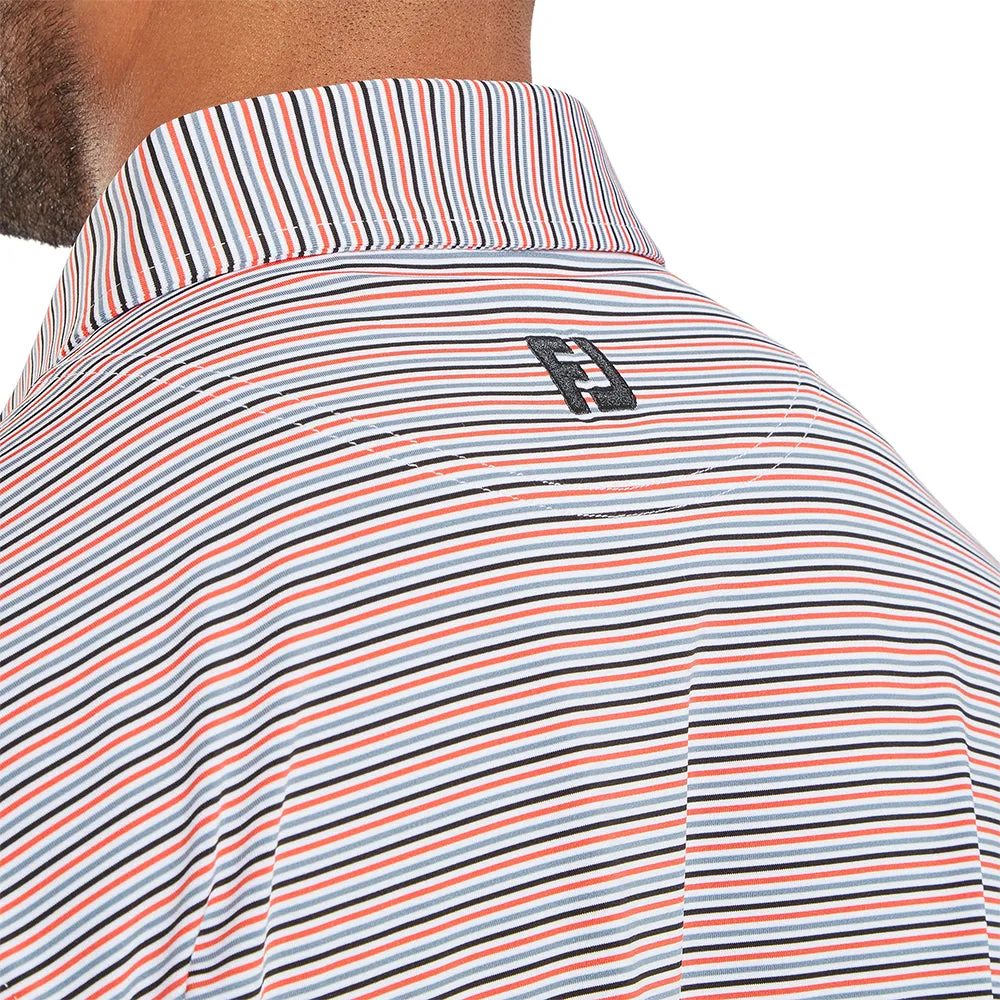Clearance Sale Loud Looks, Smooth Moves Footjoy Balance Stripe Lisle Polo Shirt - White/Hibiscus