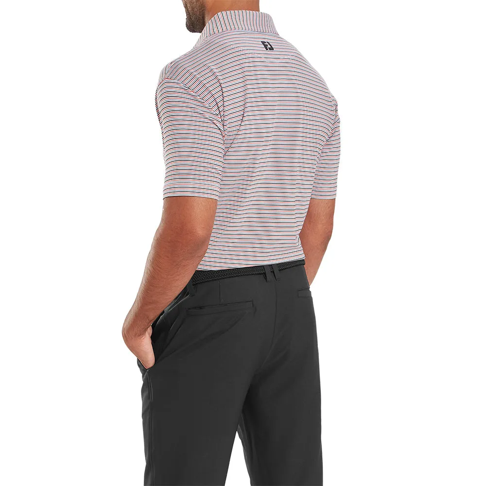 Empower Your Journey Big Savings Footjoy Balance Stripe Lisle Polo Shirt - White/Hibiscus
