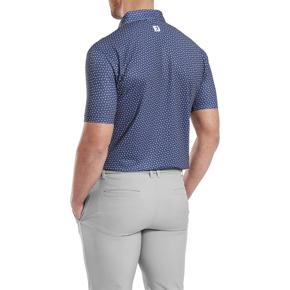 The Fast Lane Choice Define Your Own Way Footjoy Bounce Print Pique Polo Shirt - Dark Denim