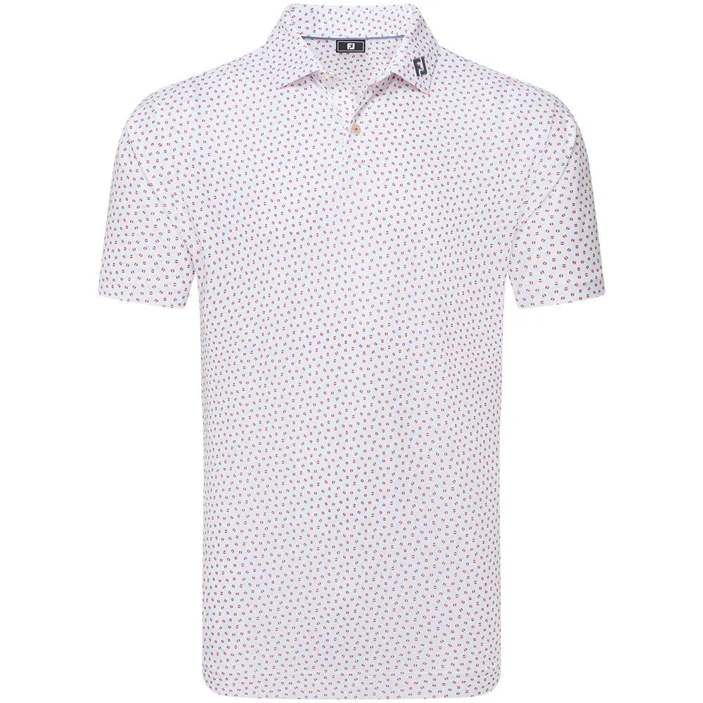 Thanksgiving Day Sale Stride with Confidence Footjoy Bounce Print Pique Polo Shirt - White/Hibiscus/Flint