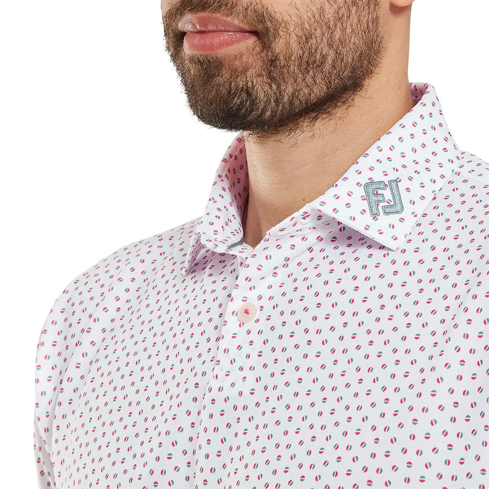 Holiday Sale Spring Sale Footjoy Bounce Print Pique Polo Shirt - White/Hibiscus/Flint