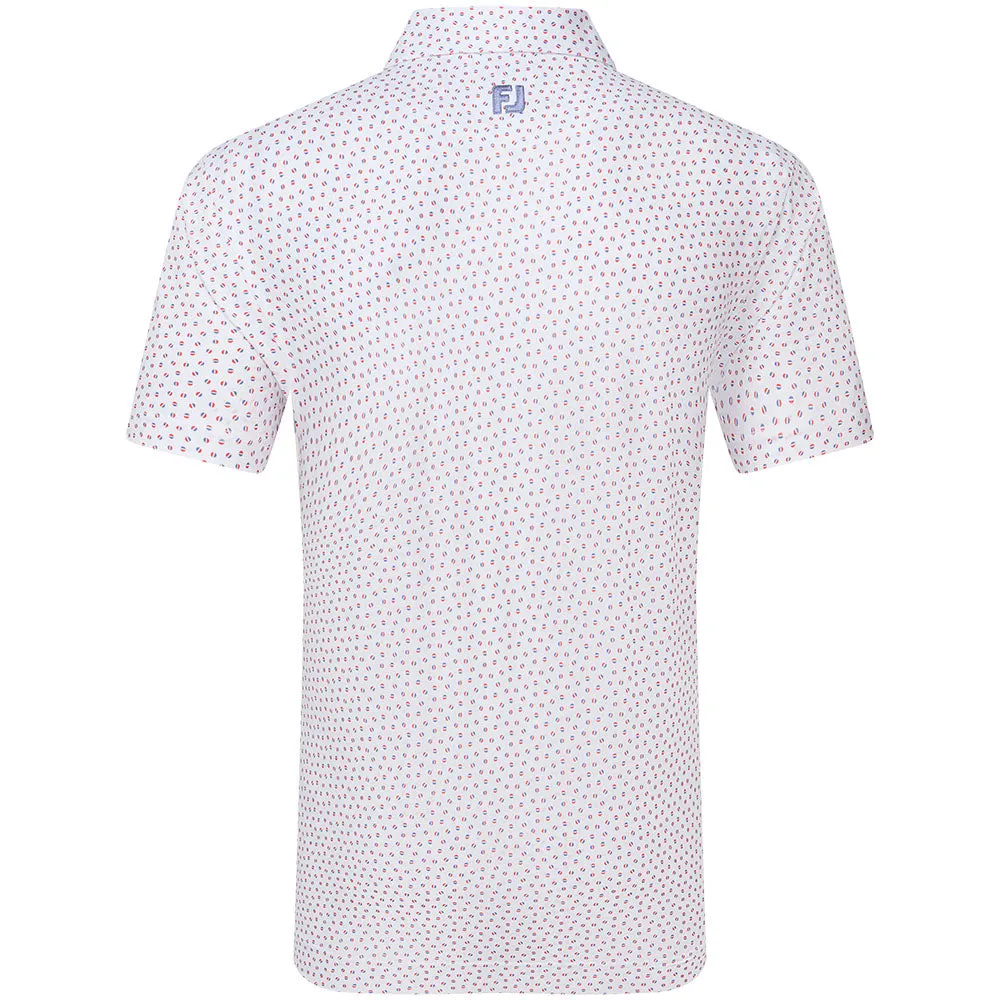 Footjoy Bounce Print Pique Polo Shirt - White/Hibiscus/Flint Step Out Boldly Independence Day Sale