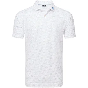 Footjoy Bounce Print Pique Polo Shirt - White/Orange/Blue Jay Independence Day Sale