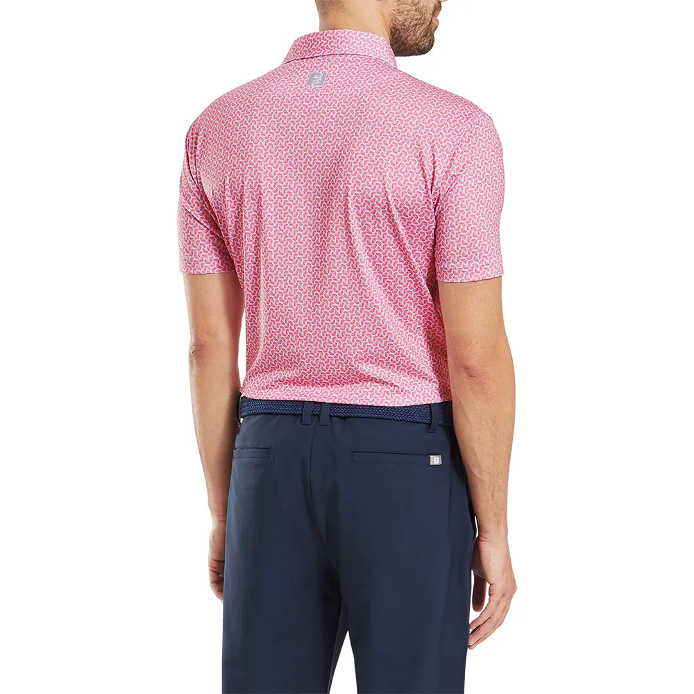 Footjoy Citrus Print Lisle Polo Shirt - Pink Lemonade/Skyway Built to Move You