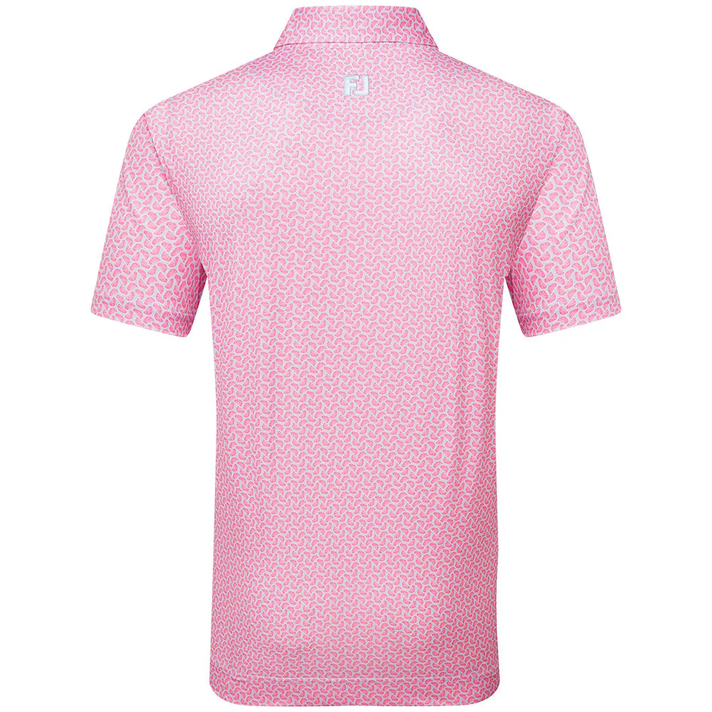Command Attention Clearance Sale Footjoy Citrus Print Lisle Polo Shirt - Pink Lemonade/Skyway