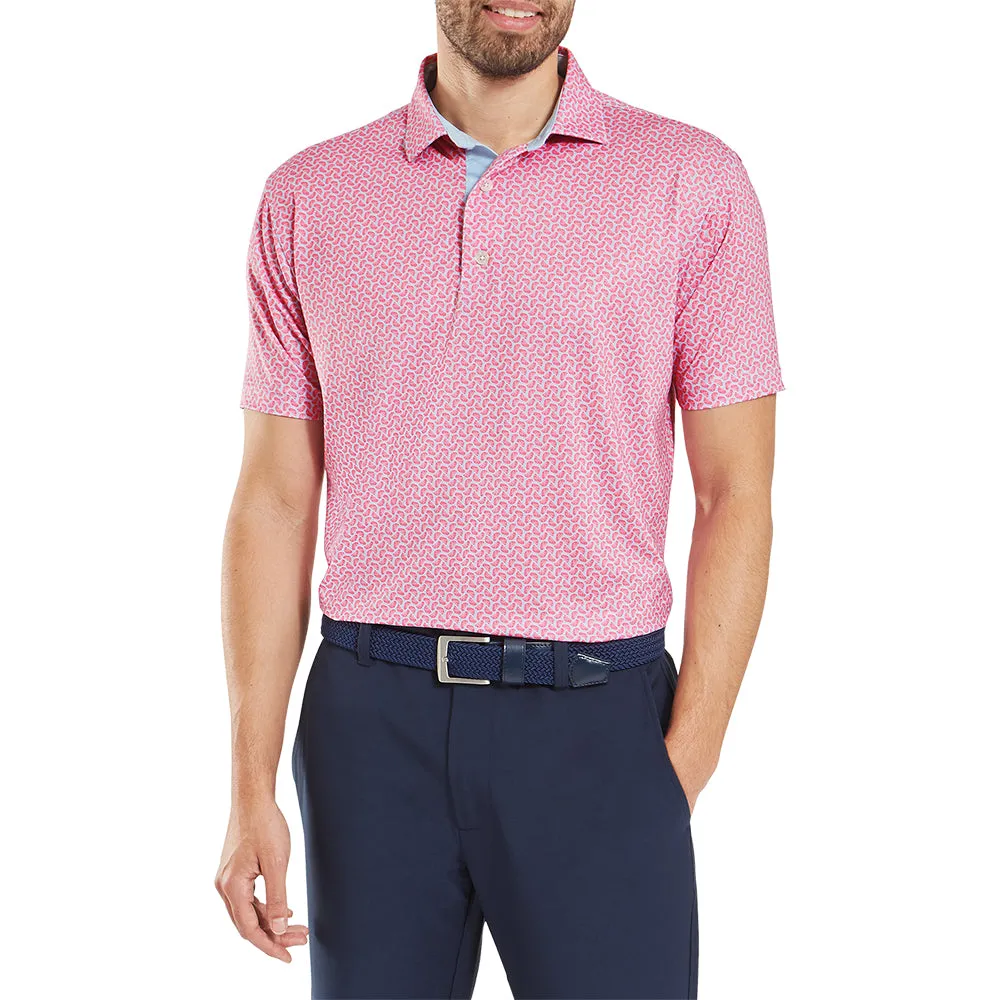 Black Friday Sale Footjoy Citrus Print Lisle Polo Shirt - Pink Lemonade/Skyway