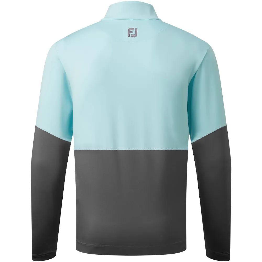 Footjoy Colour Block 1/4 Zip Pullover - Aqua Surf/Lava Black Friday Sale Labor Day Sale