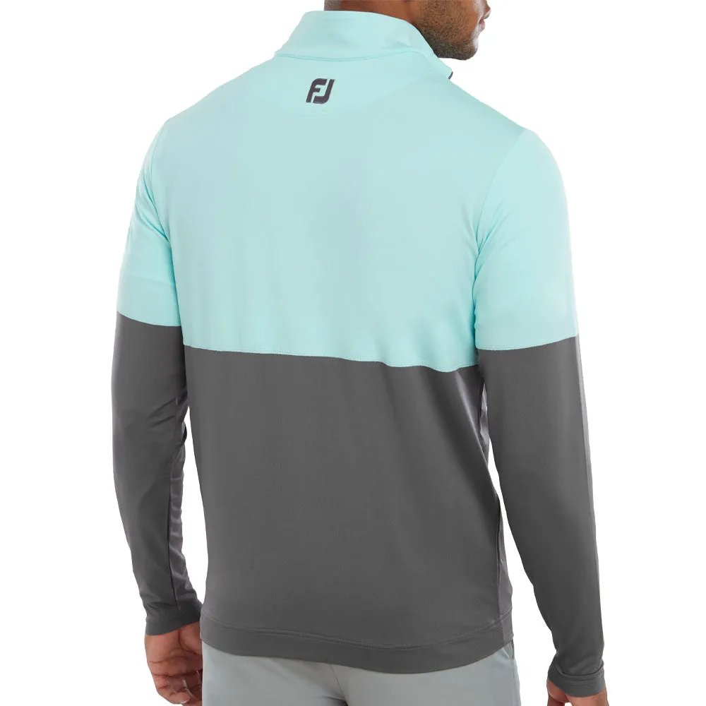 Footjoy Colour Block 1/4 Zip Pullover - Aqua Surf/Lava Father's Day Sale