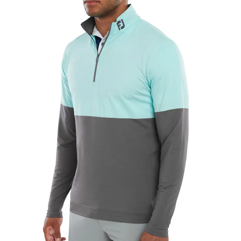 Steal Built to Move You Footjoy Colour Block 1/4 Zip Pullover - Aqua Surf/Lava