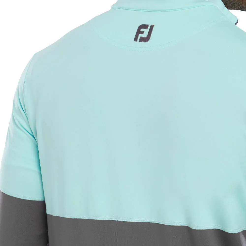 All Eyes on You Define Your Own Way Footjoy Colour Block 1/4 Zip Pullover - Aqua Surf/Lava