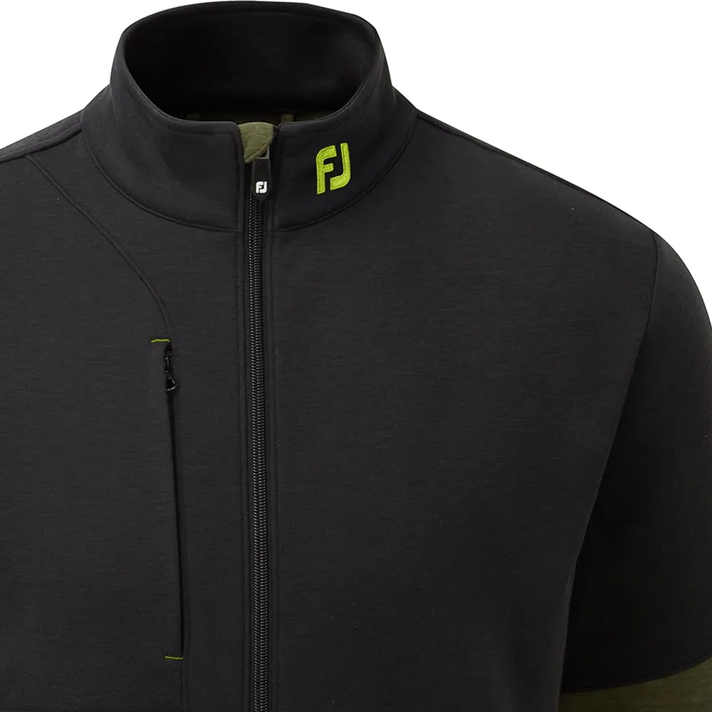 Footjoy Colour Block Full Zip Chillout Pullover - Black/Olive Father's Day Sale