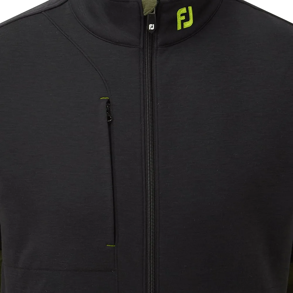Footjoy Colour Block Full Zip Chillout Pullover - Black/Olive Game-Changer Footwear