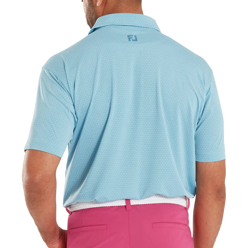 Break Boundaries Footjoy Deco Diamond Print Lisle Polo Shirt - Air Blue/High Tide