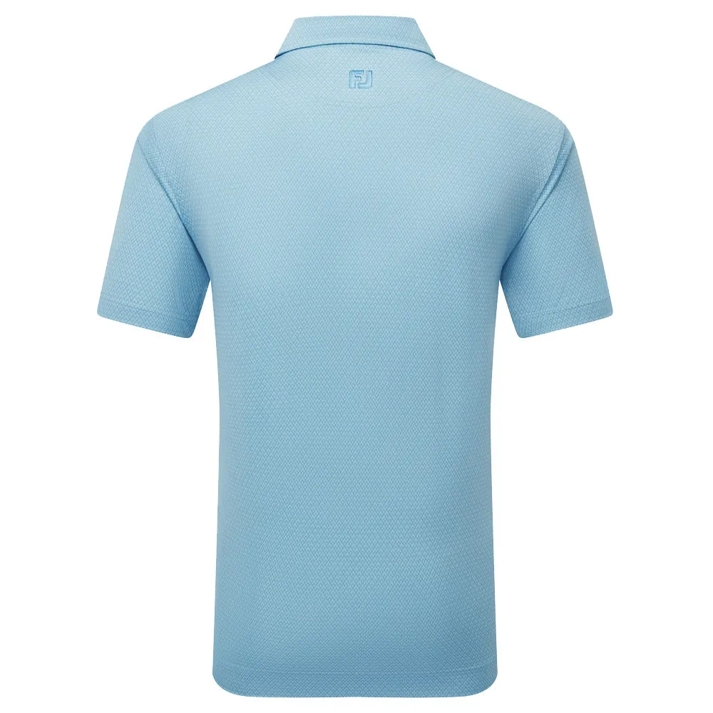 Footjoy Deco Diamond Print Lisle Polo Shirt - Air Blue/High Tide Winter Sale