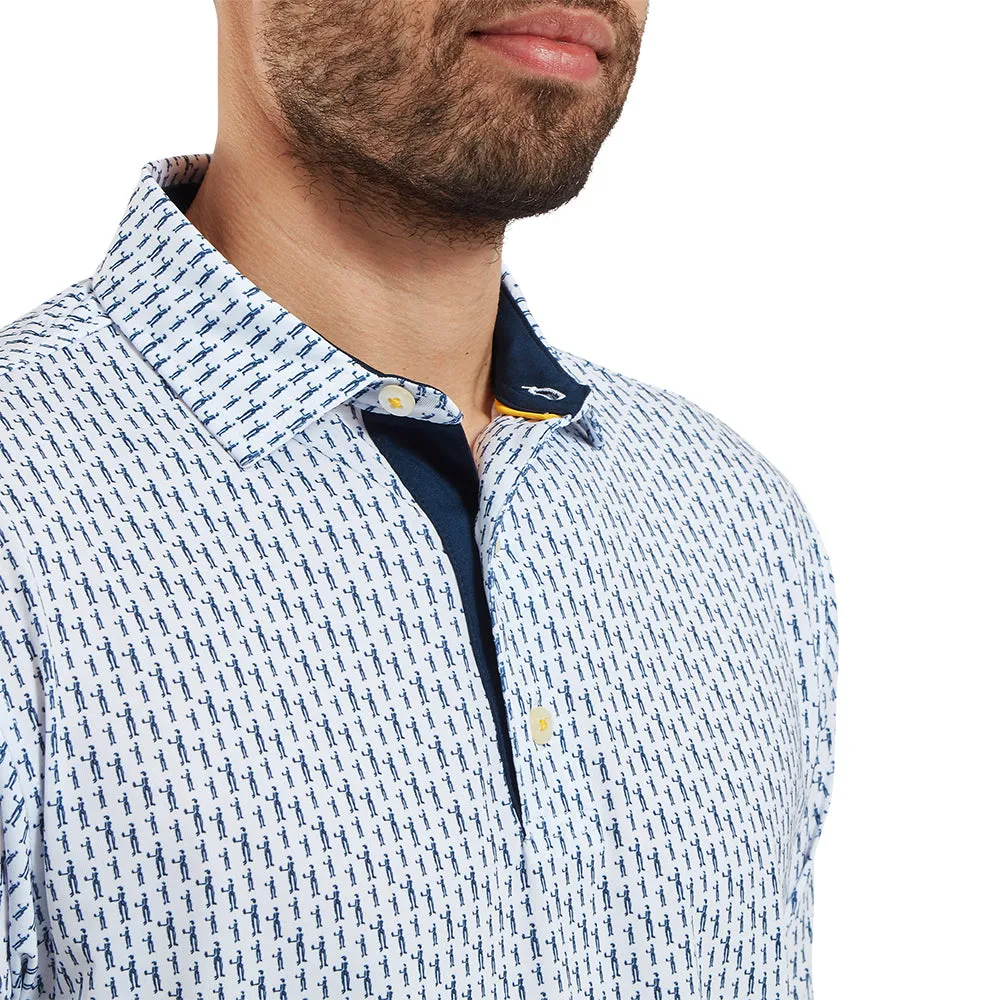 Designed to Dominate Footjoy Figure Print Lisle Polo Shirt - White/Navy