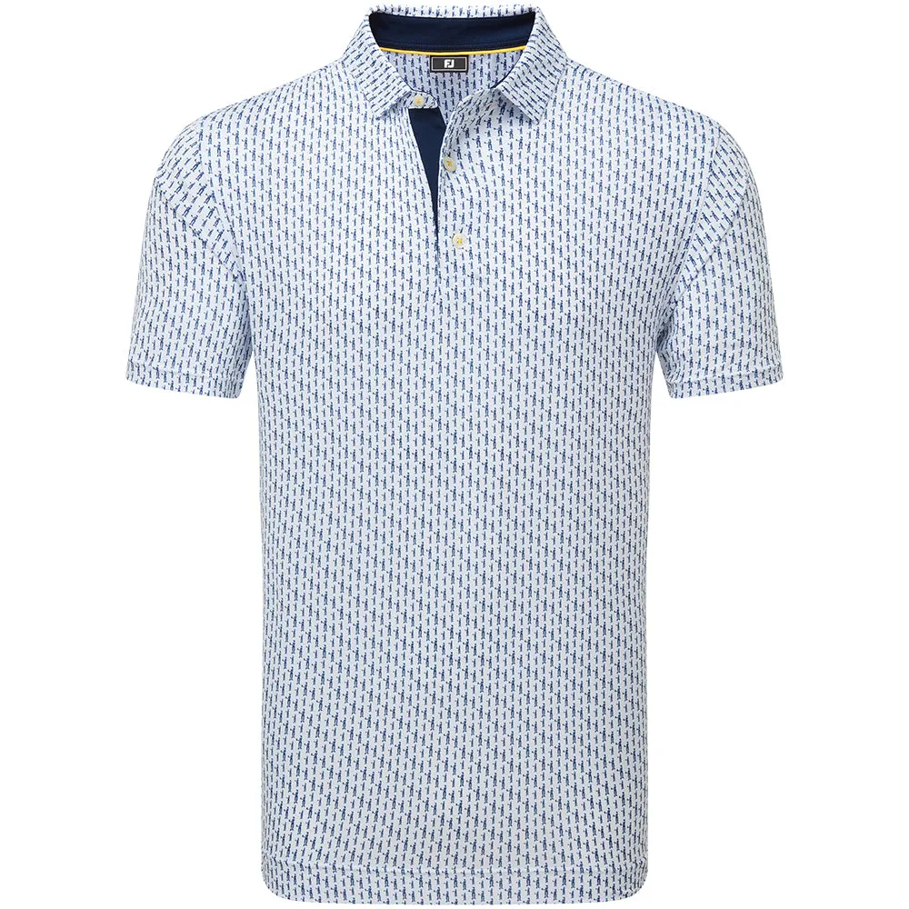 Dare to Lead Independence Day Sale Footjoy Figure Print Lisle Polo Shirt - White/Navy
