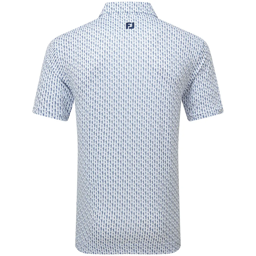 Footjoy Figure Print Lisle Polo Shirt - White/Navy Economical All Saints' Day Sale