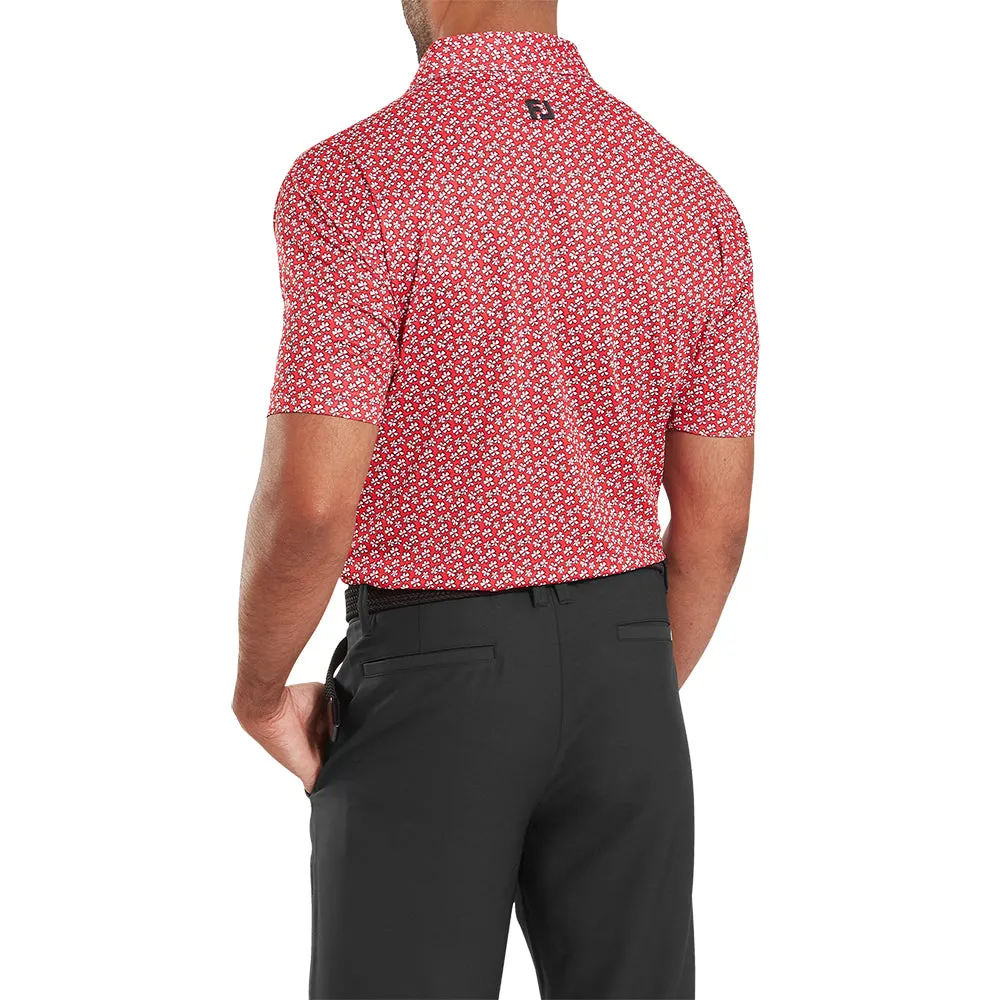 Footjoy Floral Sketch Print Lisle Polo Shirt - White/Hibiscus Built for the Bold Holiday Sale