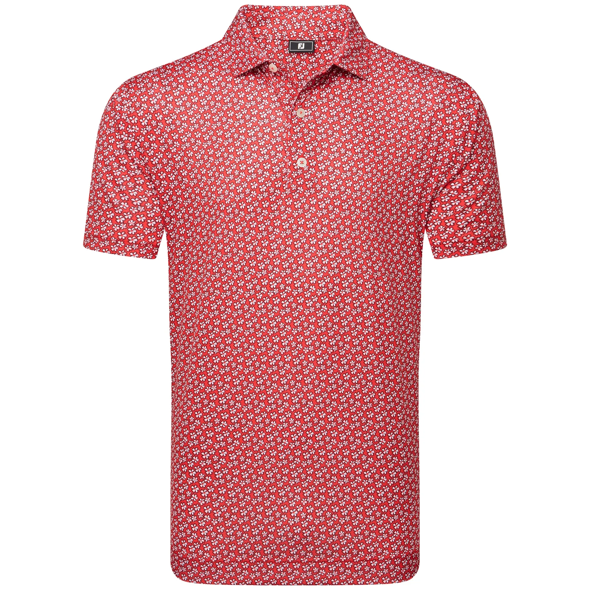 Footjoy Floral Sketch Print Lisle Polo Shirt - White/Hibiscus Unleash Your Power