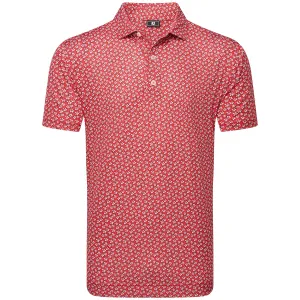 Footjoy Floral Sketch Print Lisle Polo Shirt - White/Hibiscus Unleash Your Power