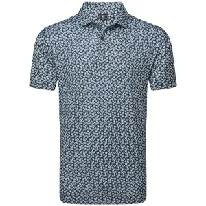 Footjoy Floral Sketch Print Lisle Polo Shirt - White/Navy Designed to Dominate