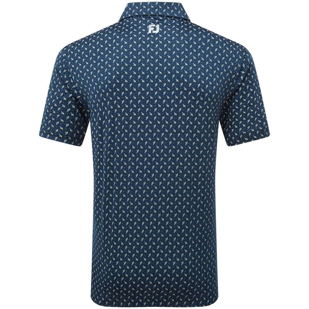 Easter Sale Loud Looks, Smooth Moves Footjoy Flower Bud Foulard Lisle Polo Shirt - Navy