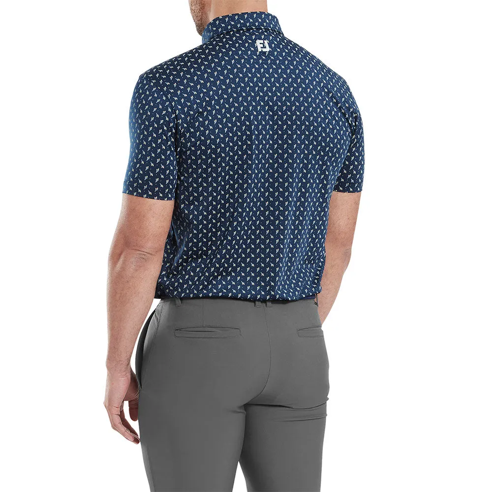 Christmas Day Sale Clearance Sale Footjoy Flower Bud Foulard Lisle Polo Shirt - Navy