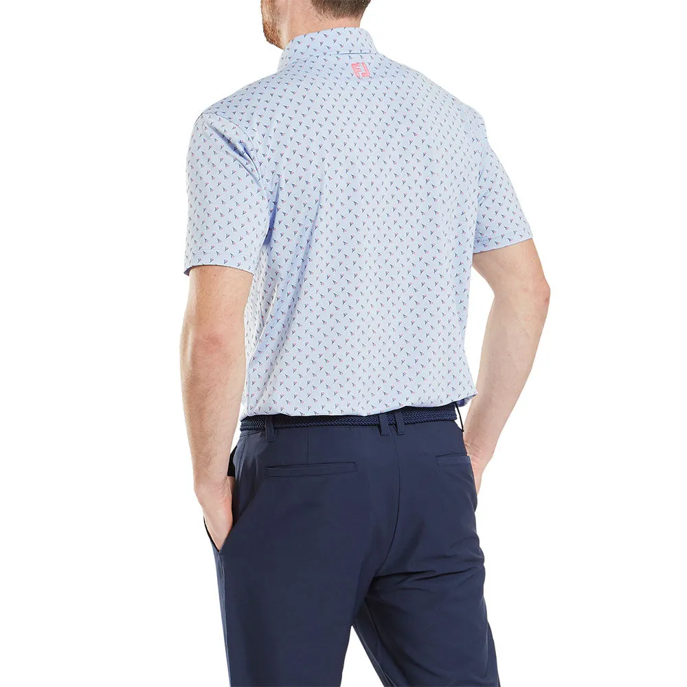 Unleash Your Power Footjoy Flower Bud Foulard Lisle Polo Shirt - Skyway