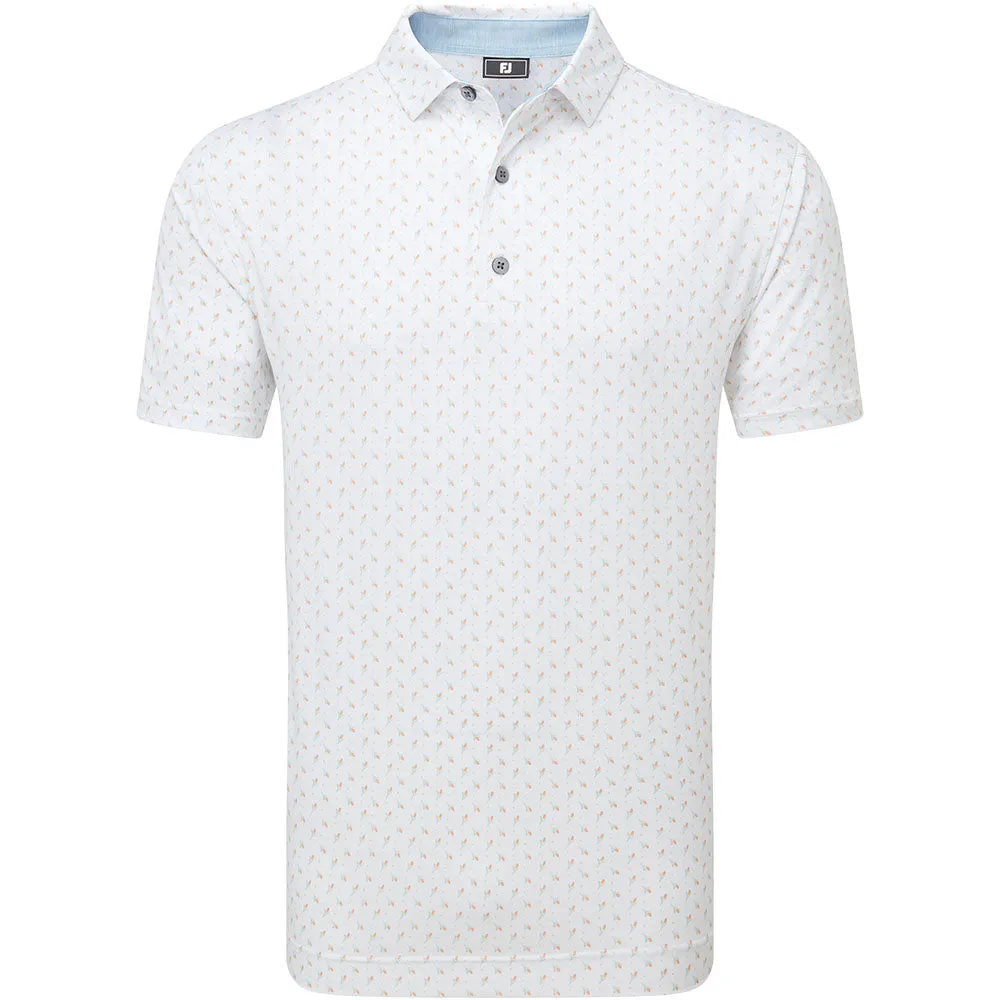 Footjoy Flower Bud Foulard Lisle Polo Shirt - White Flash Sale