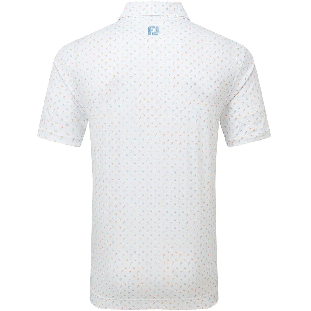 Confidence Starts Here Break Boundaries Footjoy Flower Bud Foulard Lisle Polo Shirt - White