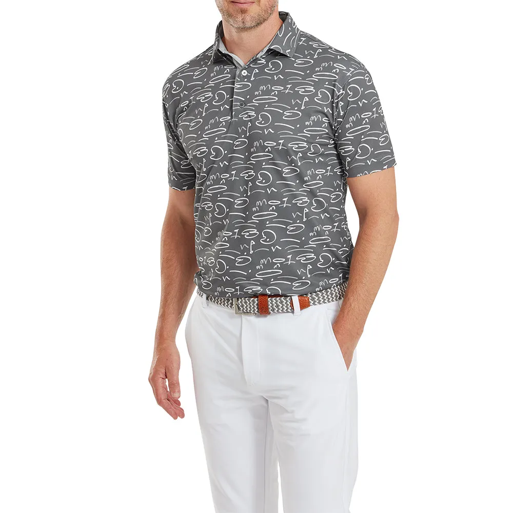 Footjoy Golf Course Doodle Print Polo Shirt - Gravel Step into the Beat