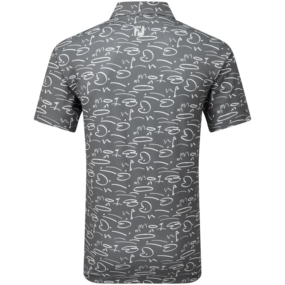 President's Day Sale Footjoy Golf Course Doodle Print Polo Shirt - Gravel
