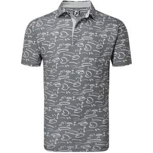 Redefine Classic Thanksgiving Day Sale Footjoy Golf Course Doodle Print Polo Shirt - Gravel