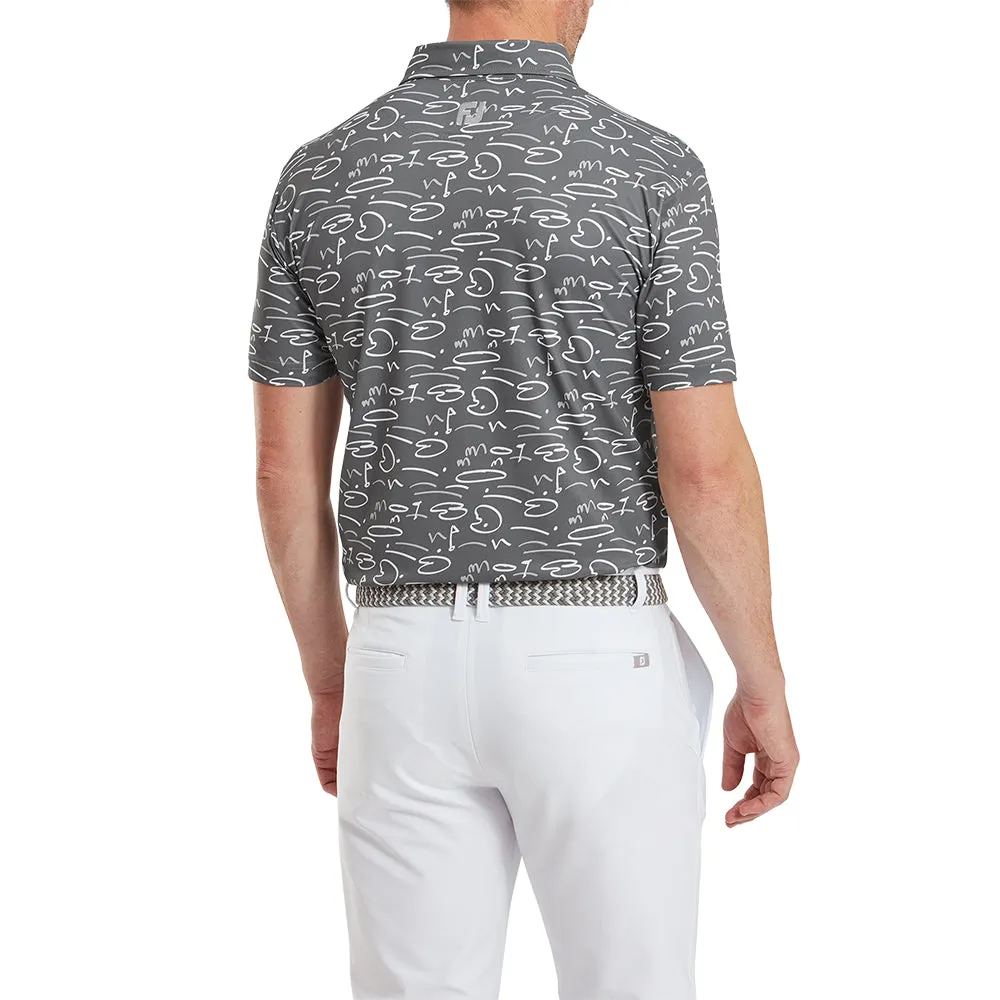 Footjoy Golf Course Doodle Print Polo Shirt - Gravel Independence Day Sale Push Beyond Limits