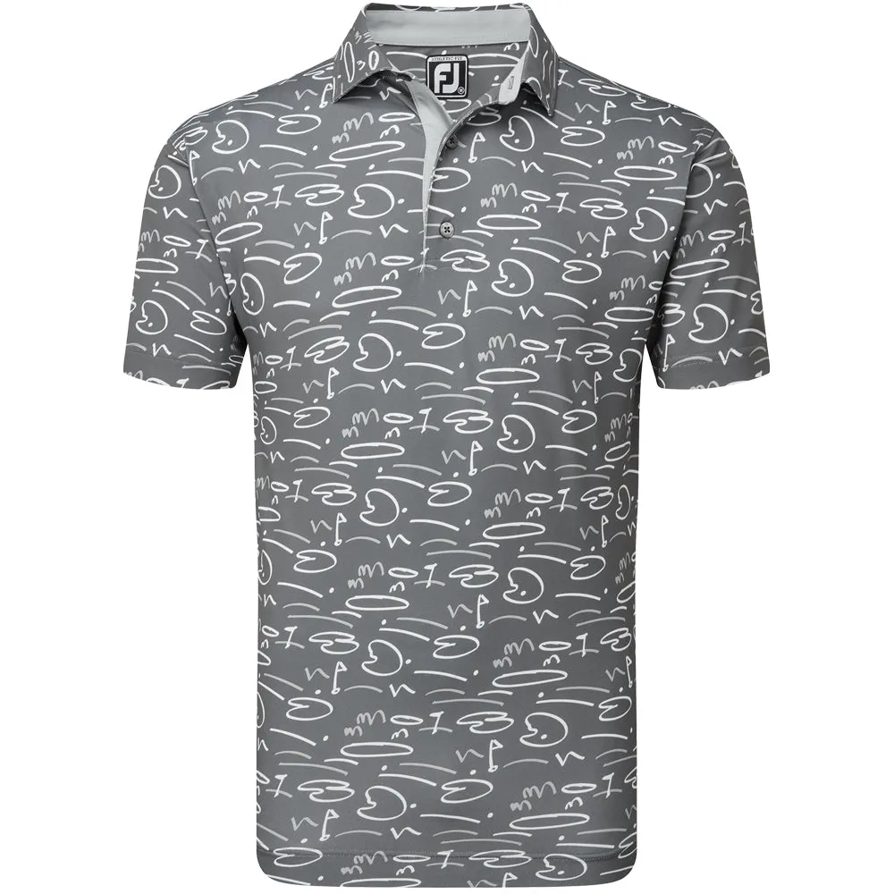 Redefine Classic Thanksgiving Day Sale Footjoy Golf Course Doodle Print Polo Shirt - Gravel