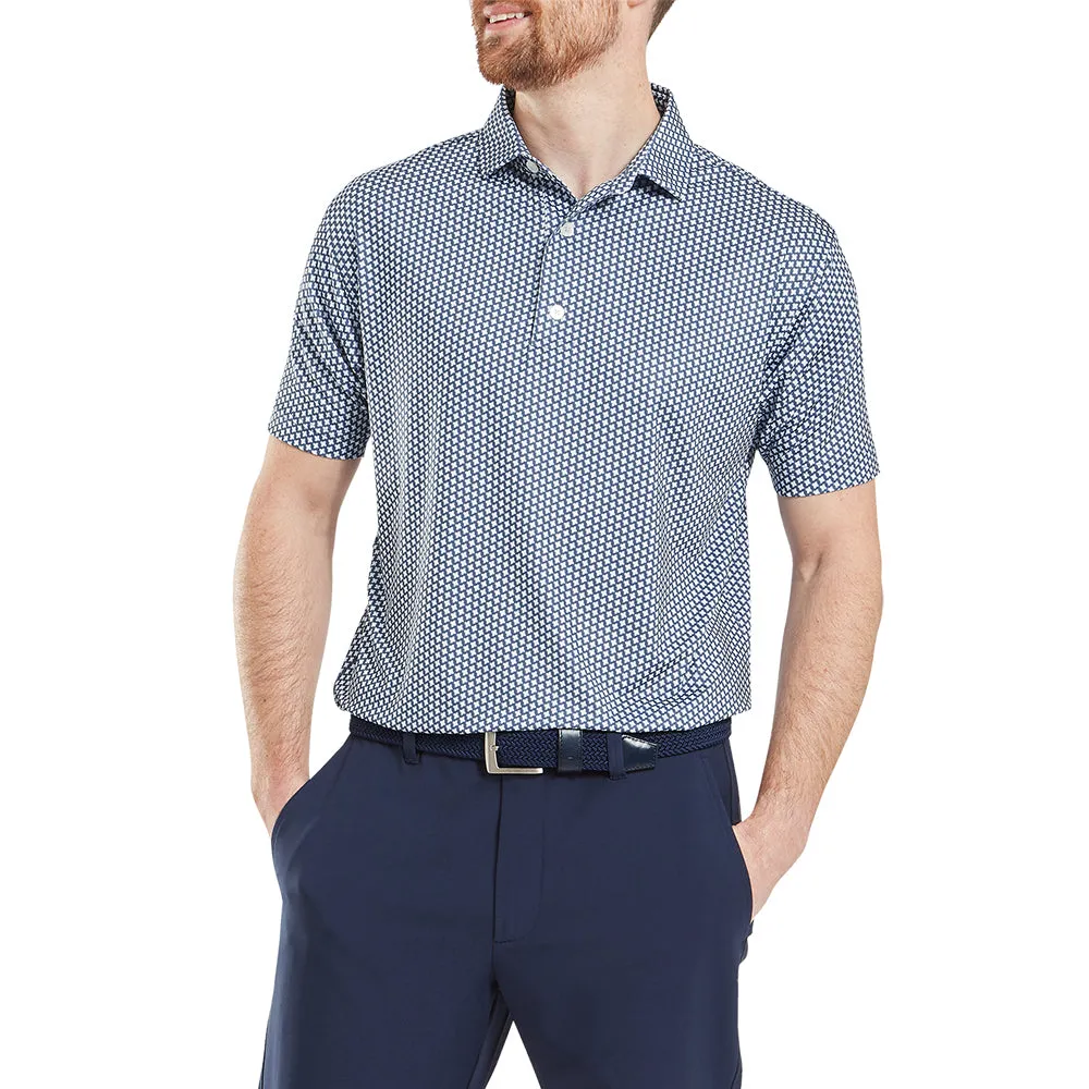 Lead with Style Footjoy Houndstooth Geo Lisle Polo Shirt - Dark Denim