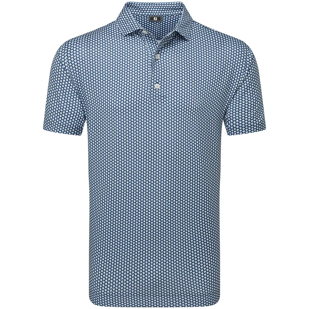 Footjoy Houndstooth Geo Lisle Polo Shirt - Dark Denim Black Friday Deal Christmas Eve Sale