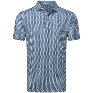 Footjoy Houndstooth Geo Lisle Polo Shirt - Dark Denim Black Friday Deal Christmas Eve Sale