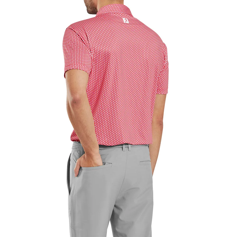 The Fast Lane Choice Footjoy Houndstooth Geo Lisle Polo Shirt - Hibiscus