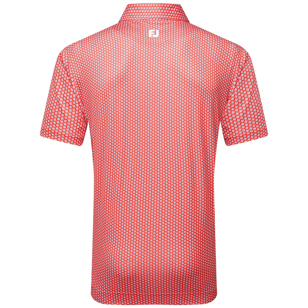 Walk Loud Footjoy Houndstooth Geo Lisle Polo Shirt - Hibiscus