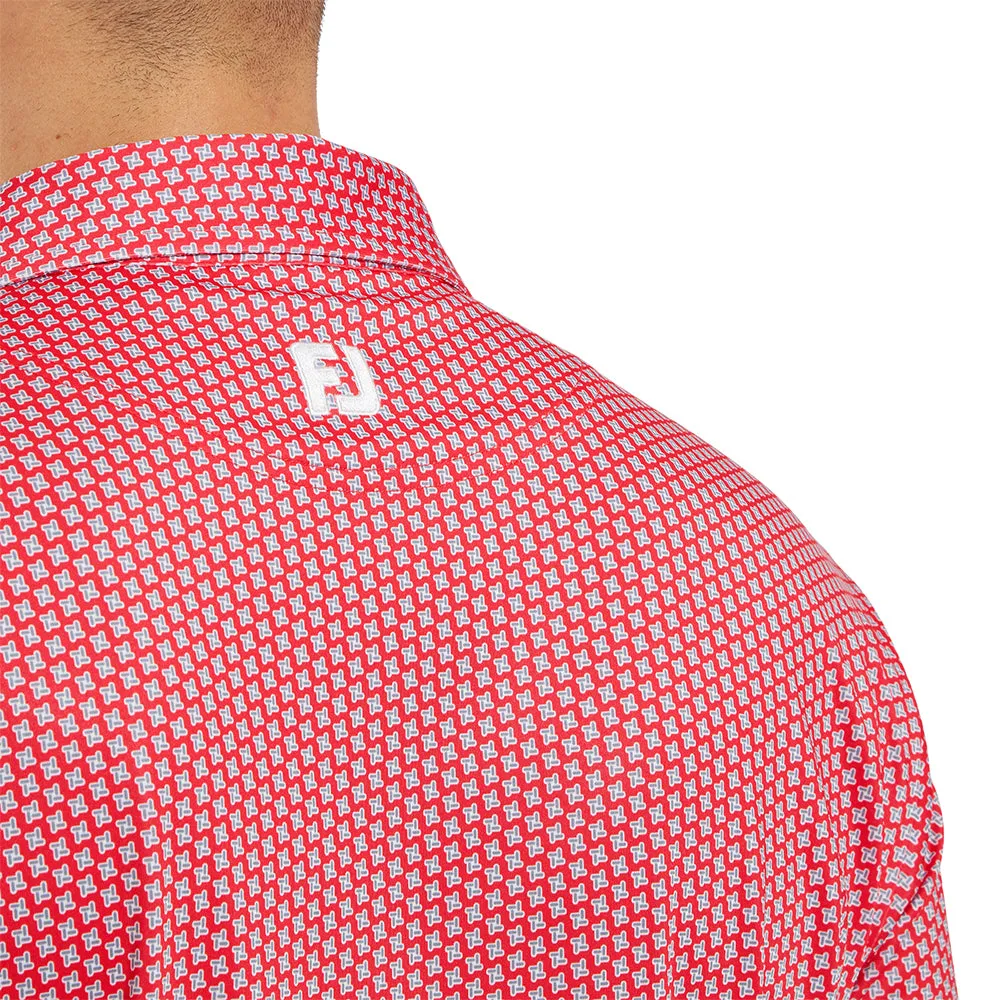 Hit Your Next Level Chase What Moves You Footjoy Houndstooth Geo Lisle Polo Shirt - Hibiscus