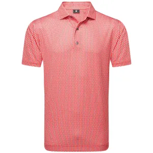 Walk Loud Footjoy Houndstooth Geo Lisle Polo Shirt - Hibiscus