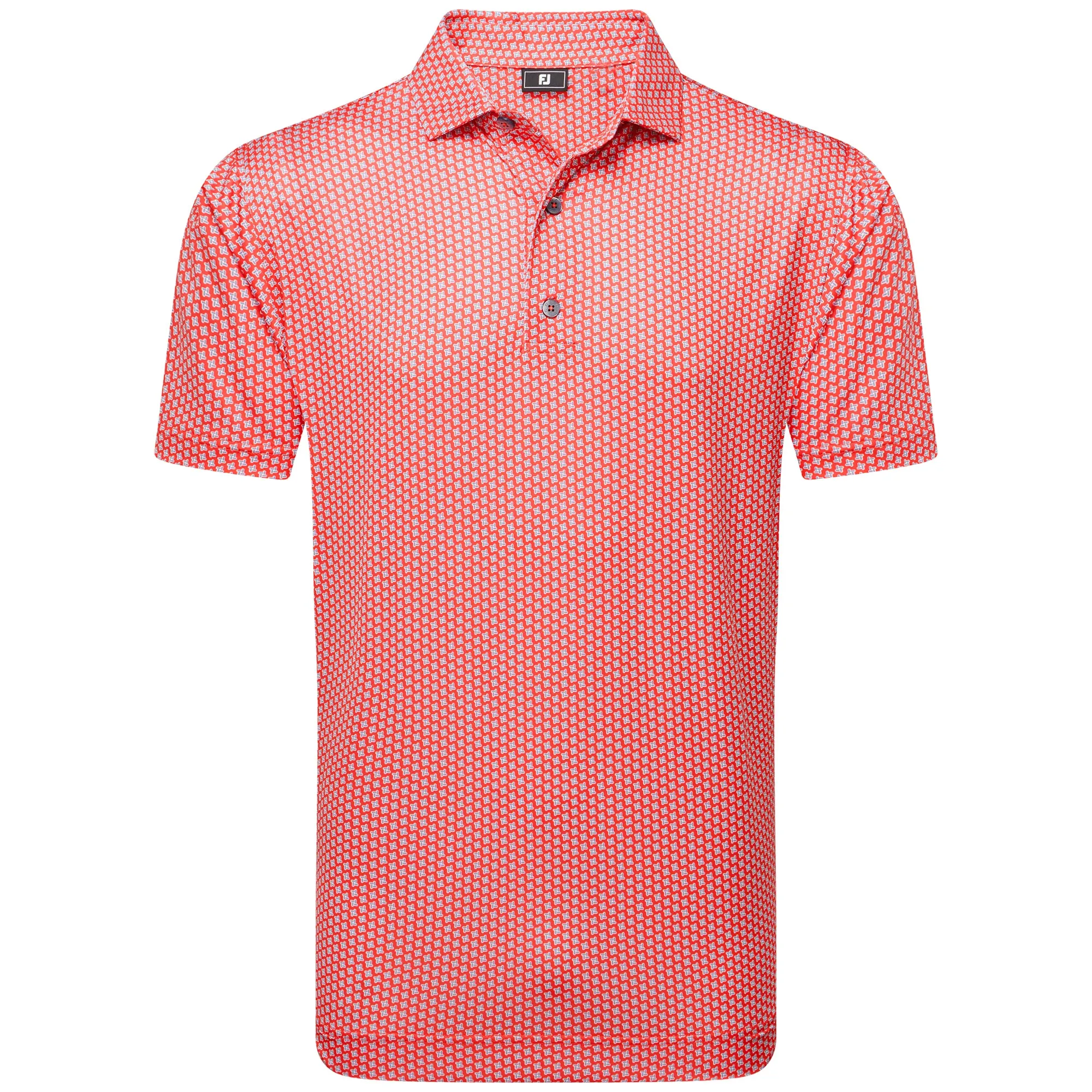 Walk Loud Footjoy Houndstooth Geo Lisle Polo Shirt - Hibiscus